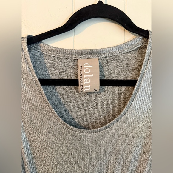 Anthropologie Dolan Metallic Silver Drawstring Ribbed Midi Dress, Size XS - Picture 7 of 10